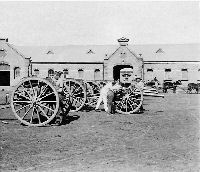Guns of the 75th Royal Field Artillery, in the Artillery Barracks, Pretoria, South Africa 1901