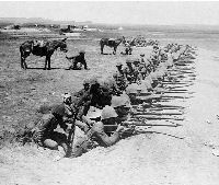 Royal Munster Fusiliers lining the Trenches on a BHoer Alarm, Honey Nest Kloof (1901)